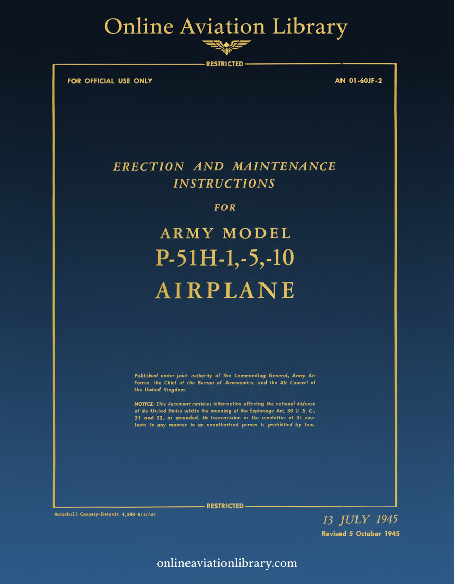 P-51H-1,-5,-10 Airplane Erection and Maintenance Instructions Cover Page