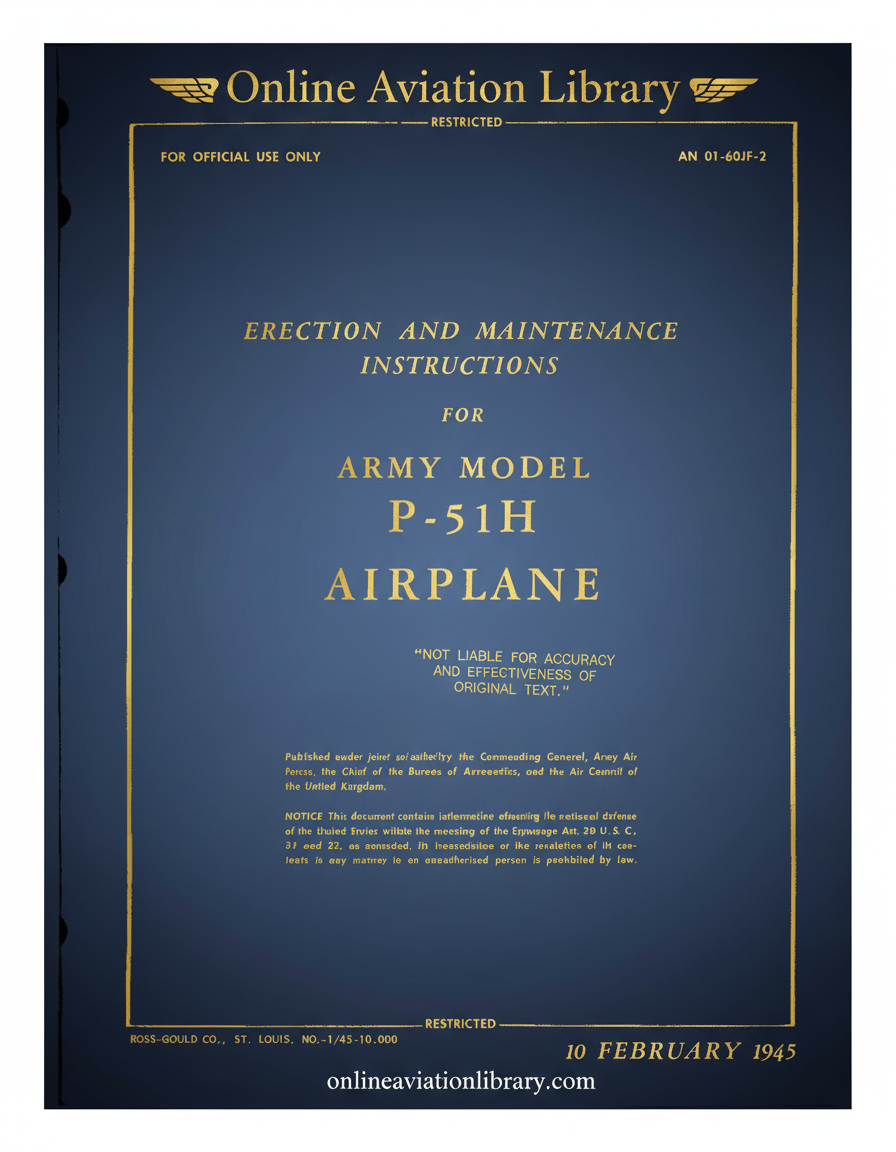 P-51H Airplane Erection and Maintenance Instructions Cover Page