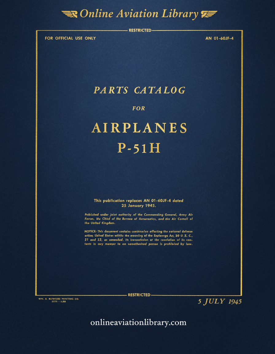 P-51H Airplanes Parts Catalog Cover Page