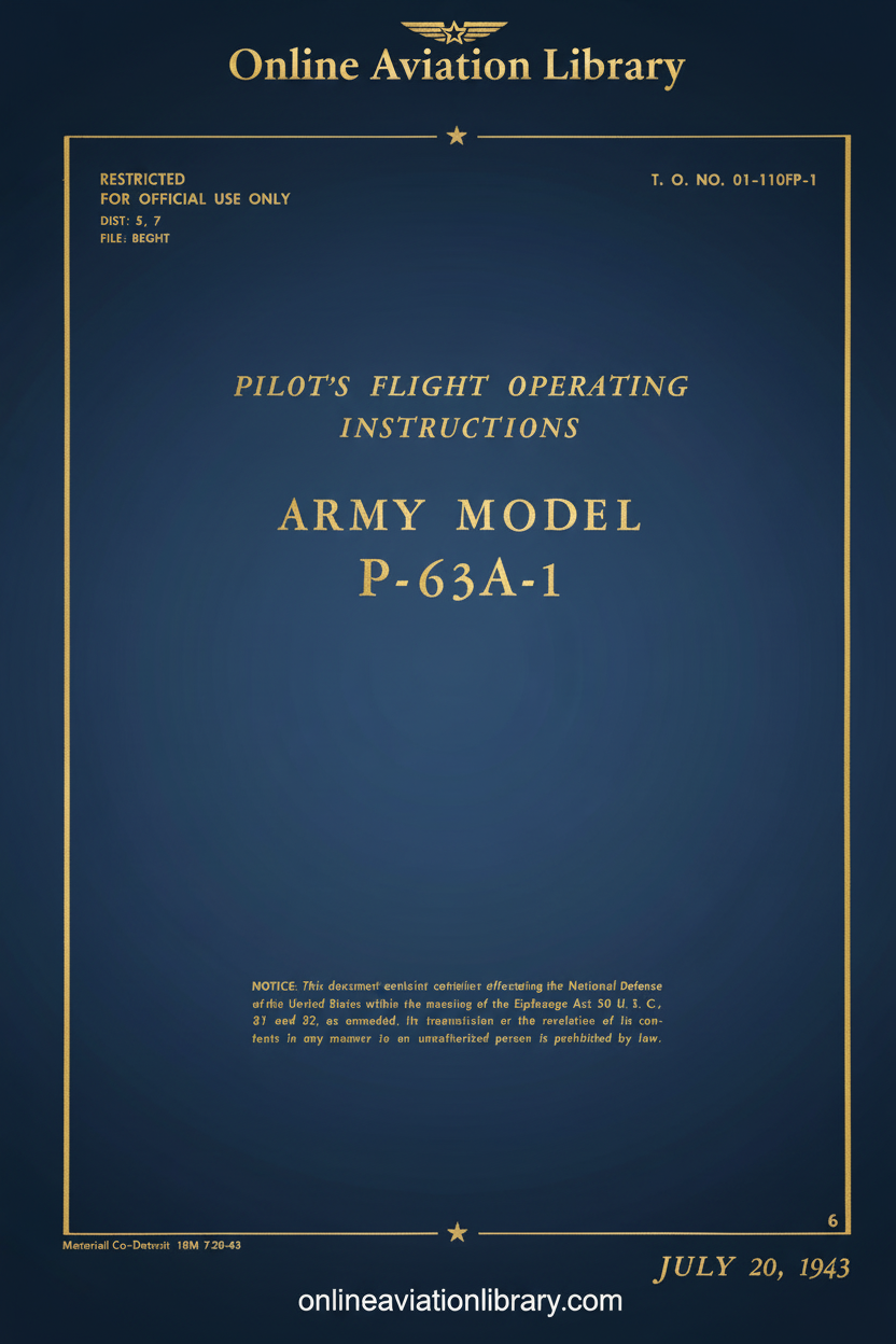 P-63A-1 Pilot's Flight Operating Instructions Cover Page