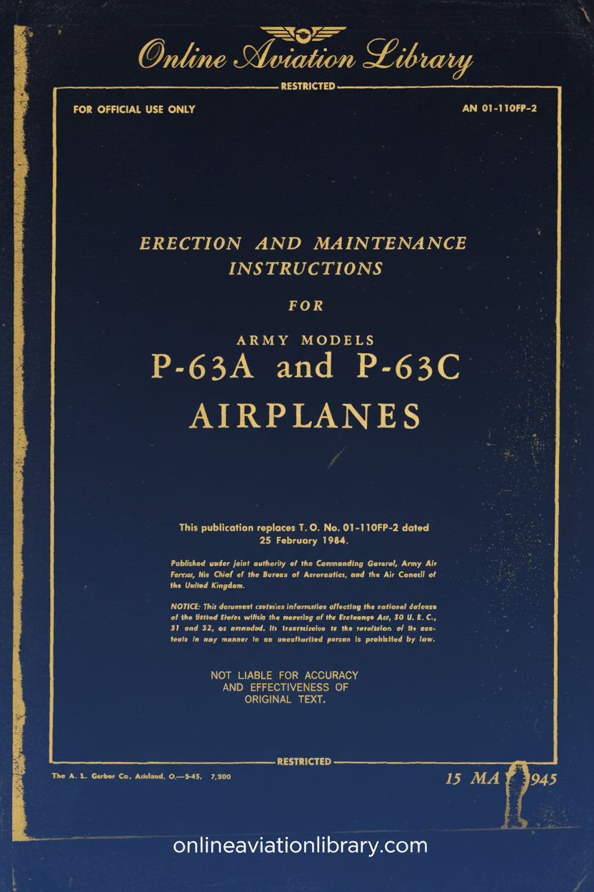 P-63A and P-63C Erection and Maintenance Instructions Cover Page