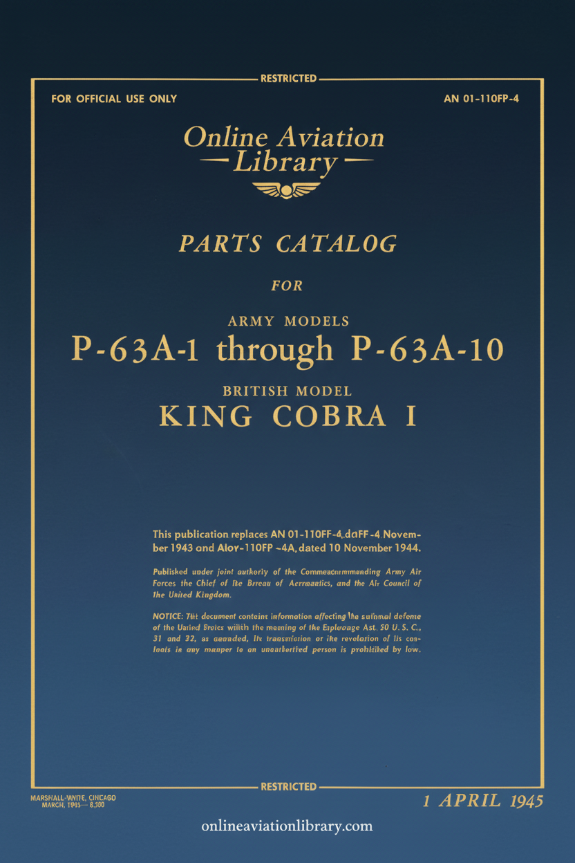 P-63A Parts Catalog King Cobra I Cover Page