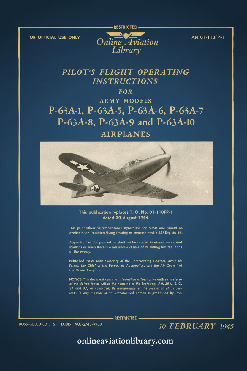 P-63A Pilot's Flight Operating Instructions Cover Page