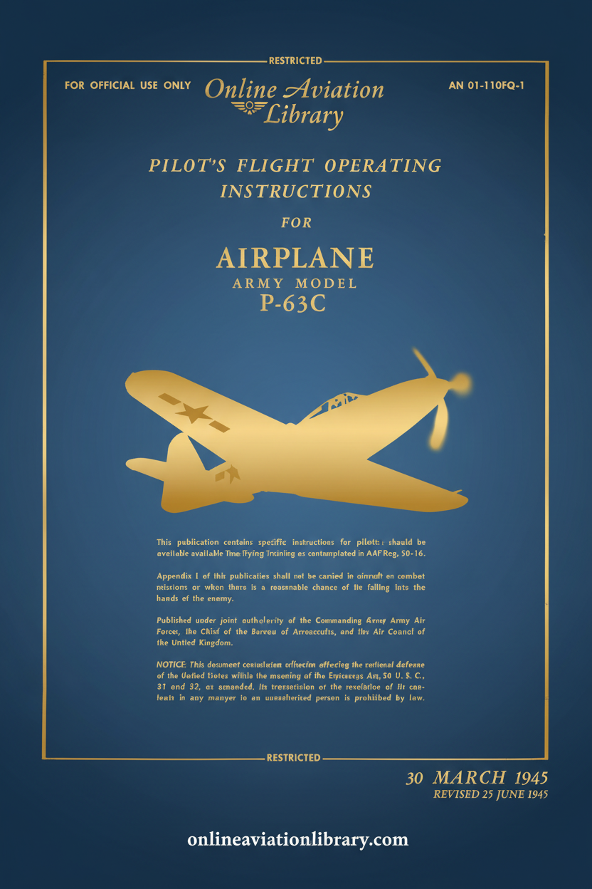 P-63C Pilot's Flight Operating Instructions Cover Page