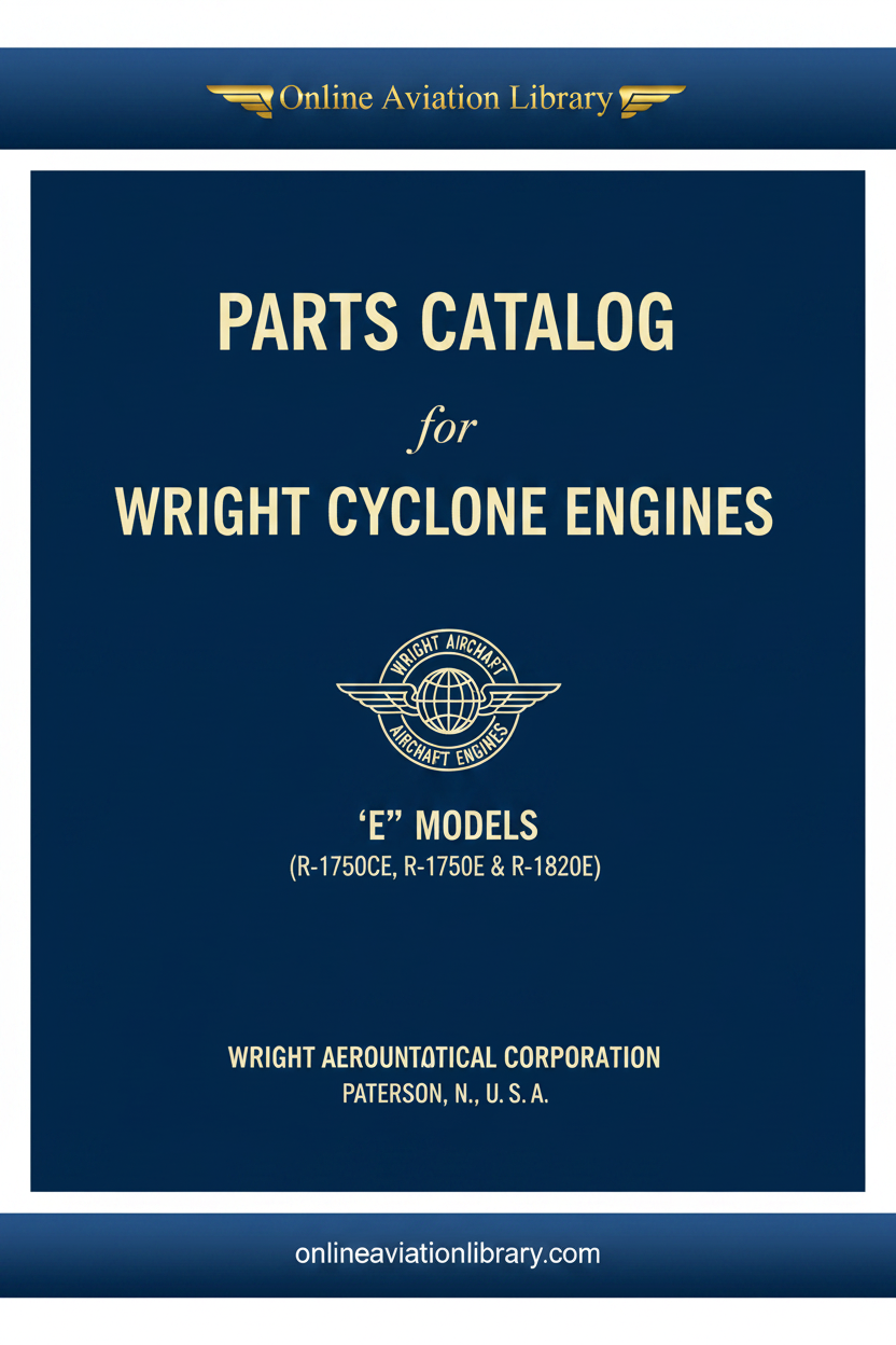 Parts Catalog for Wright Cyclone Engines E Models Cover