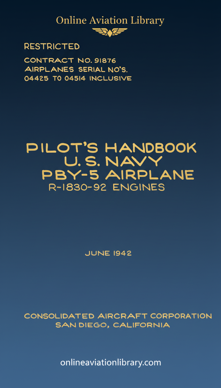 PBY-5 Airplane Pilot's Handbook Cover Page