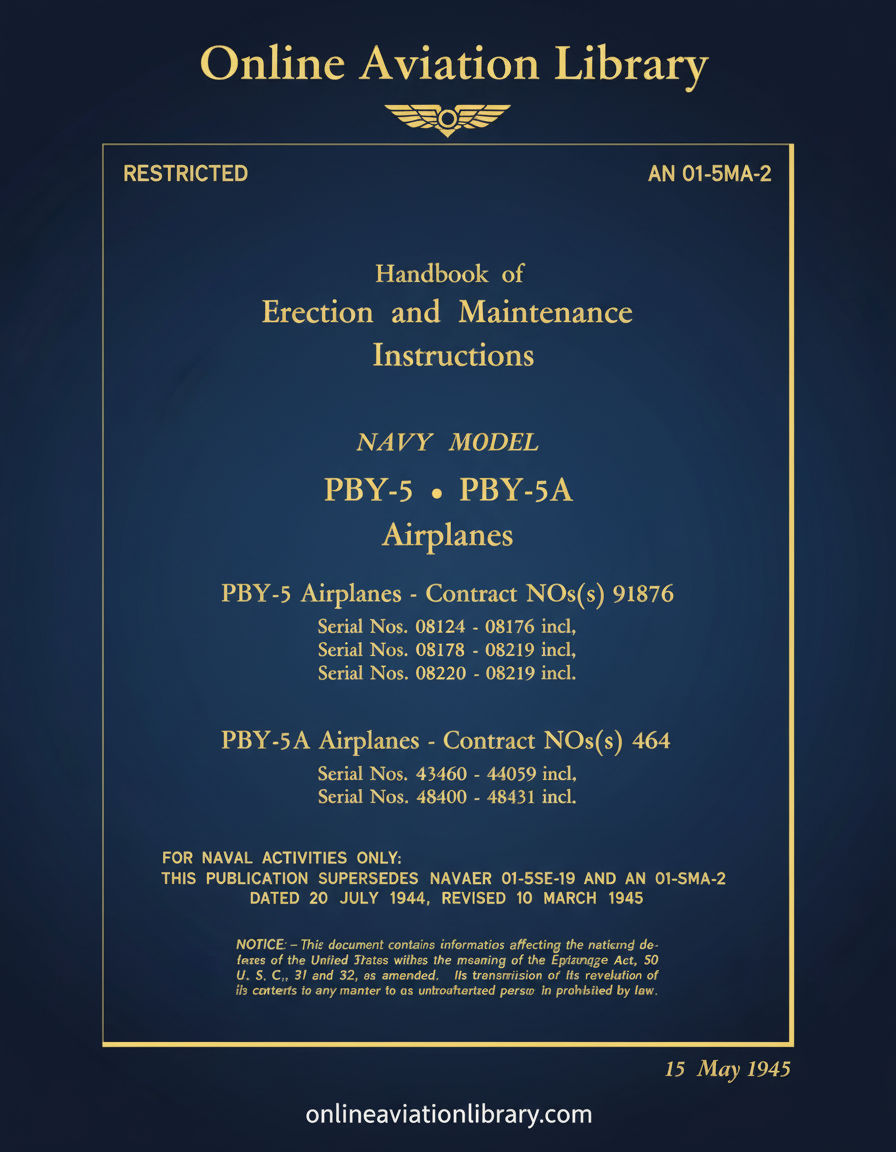 PBY-5/PBY-5A Handbook of Erection and Maintenance Instructions Cover Page