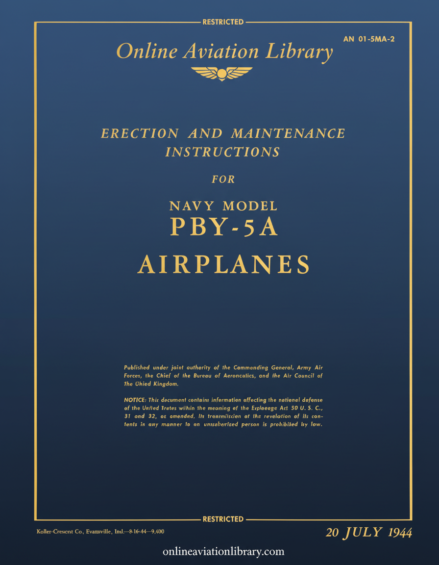 PBY-5A Erection and Maintenance Instructions Cover Page