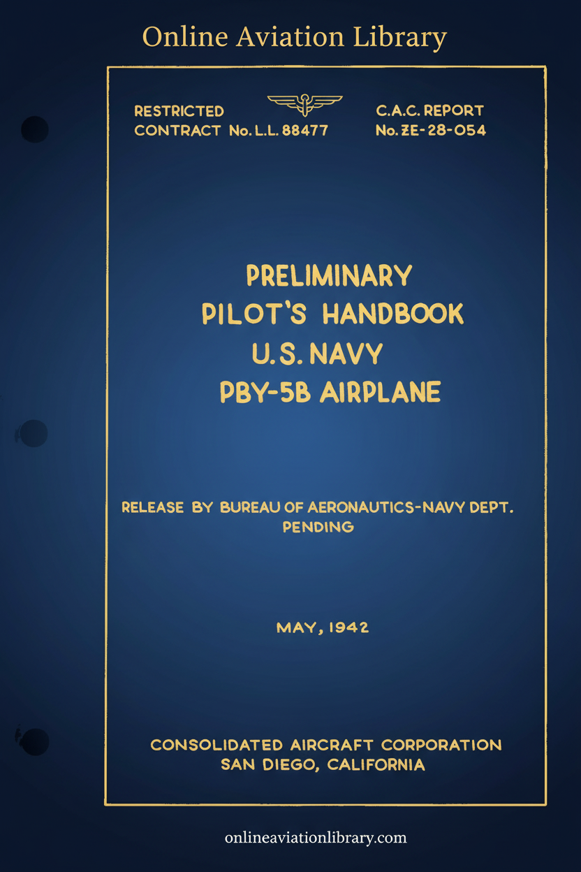 PBY-5B Airplane Preliminary Pilot's Handbook Cover Page