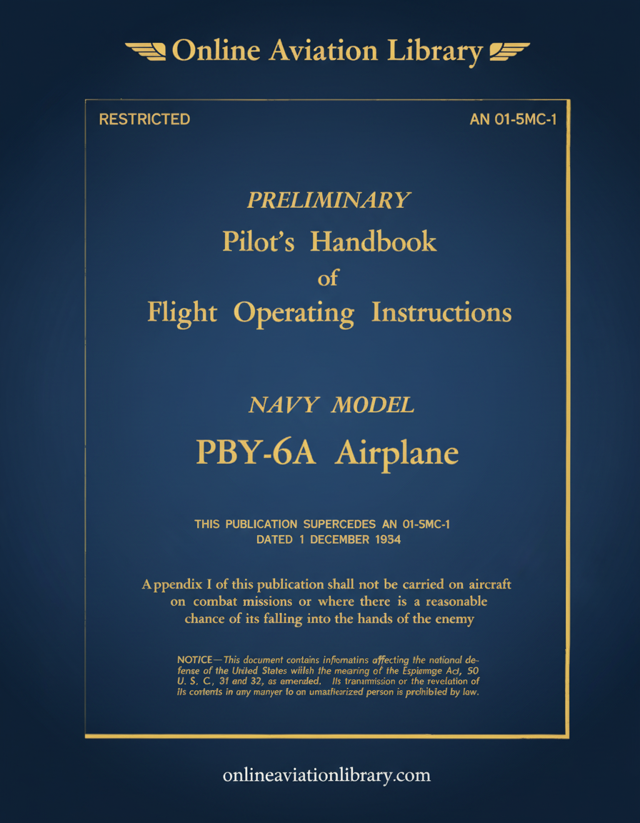 PBY-6A Preliminary Pilot's Handbook Cover Page