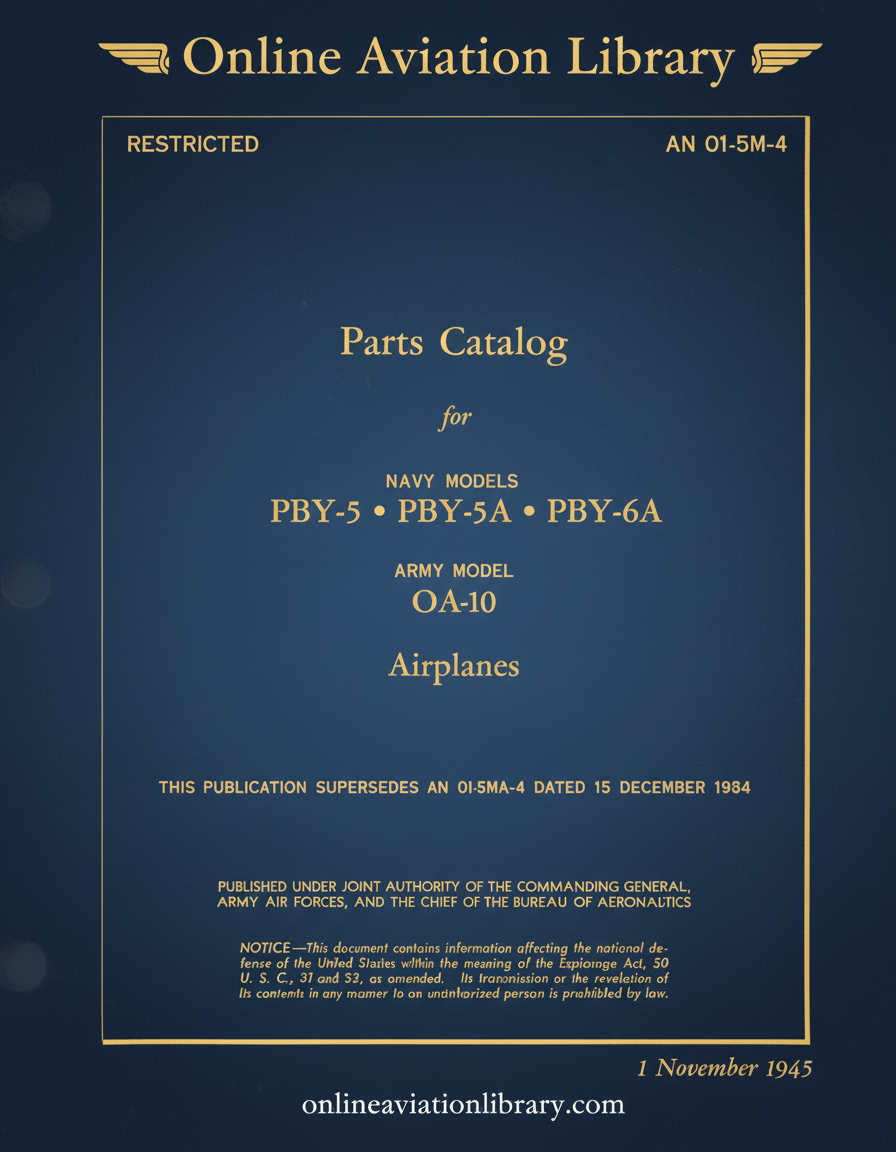 PBY/OA-10 Parts Catalog Cover Page