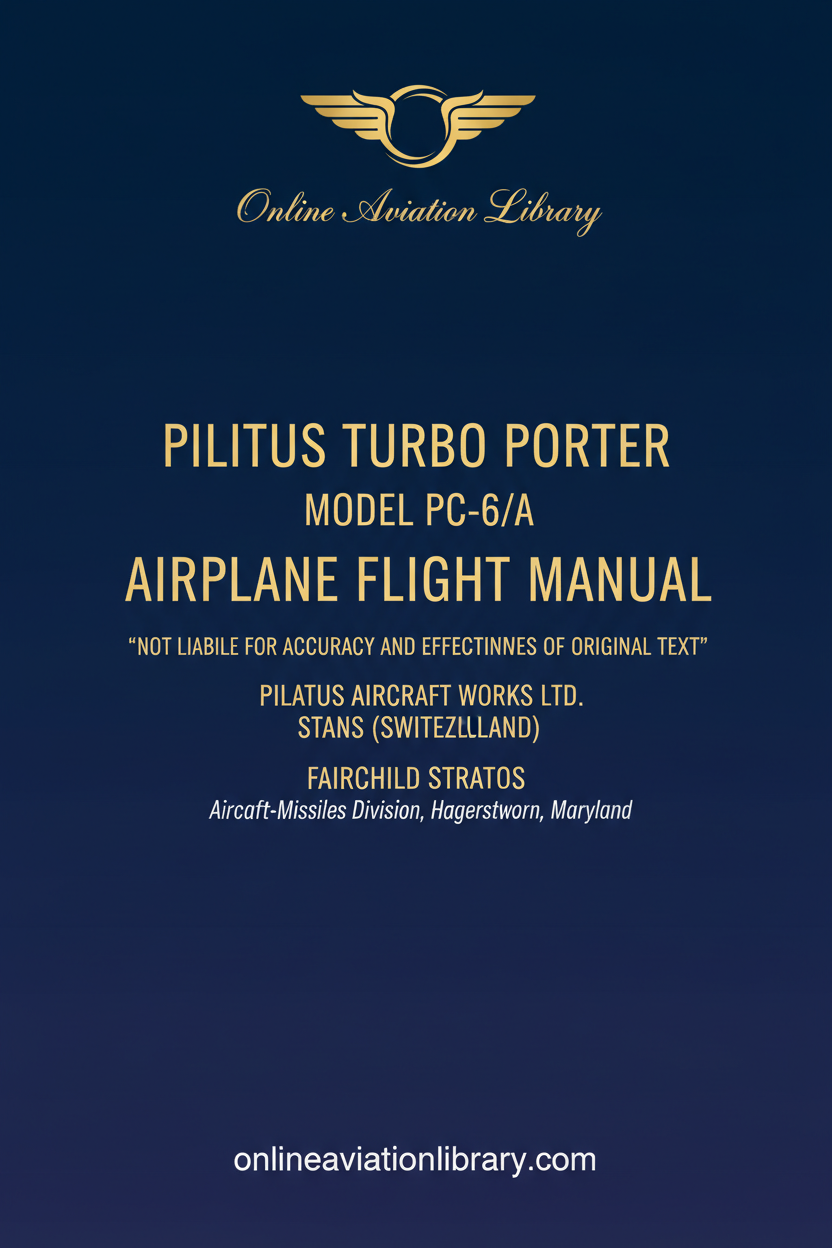 Pilatus PC-6/A Airplane Flight Manual Standard Cover Page