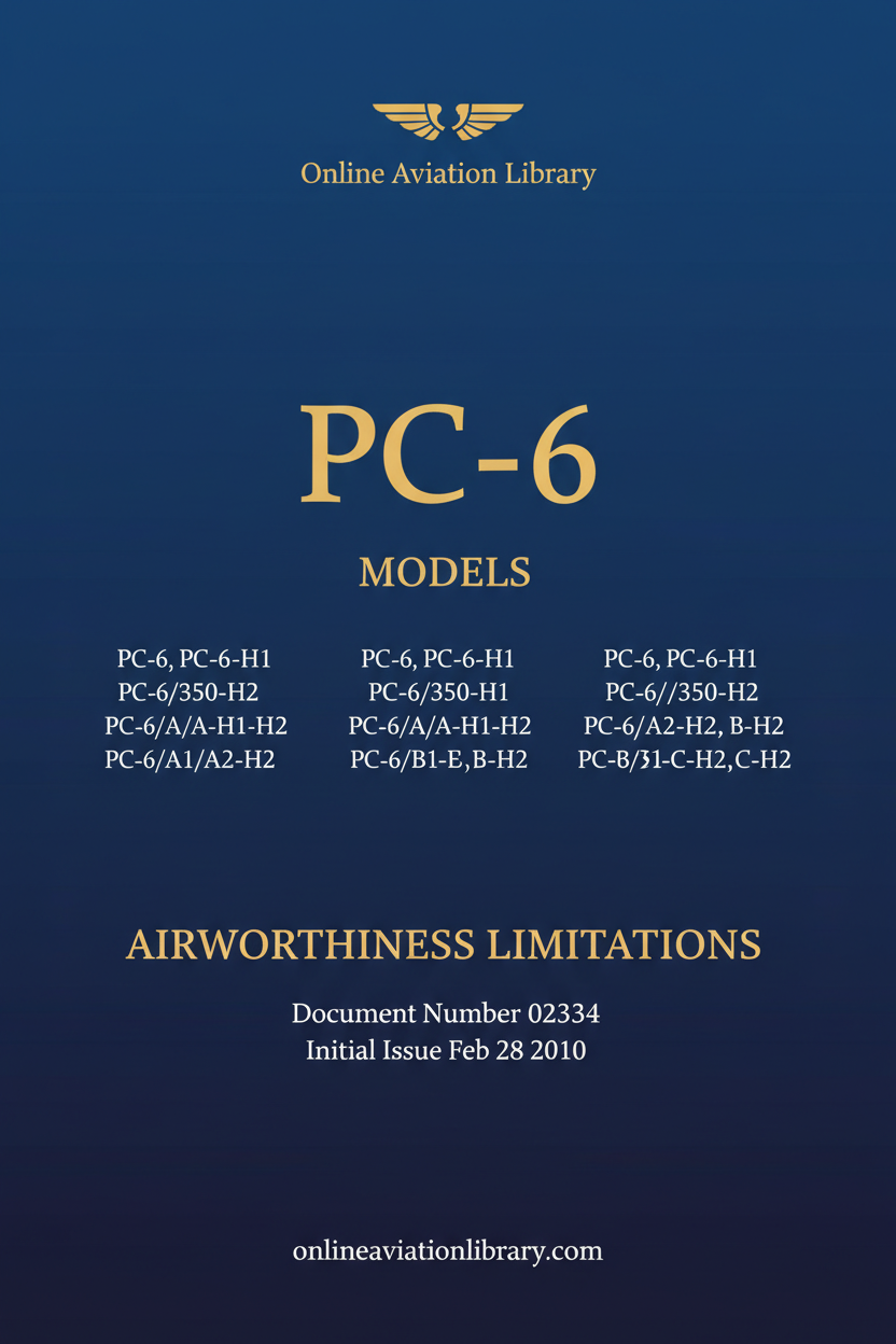 Pilatus PC-6 Airworthiness Limitations Standard Cover Page