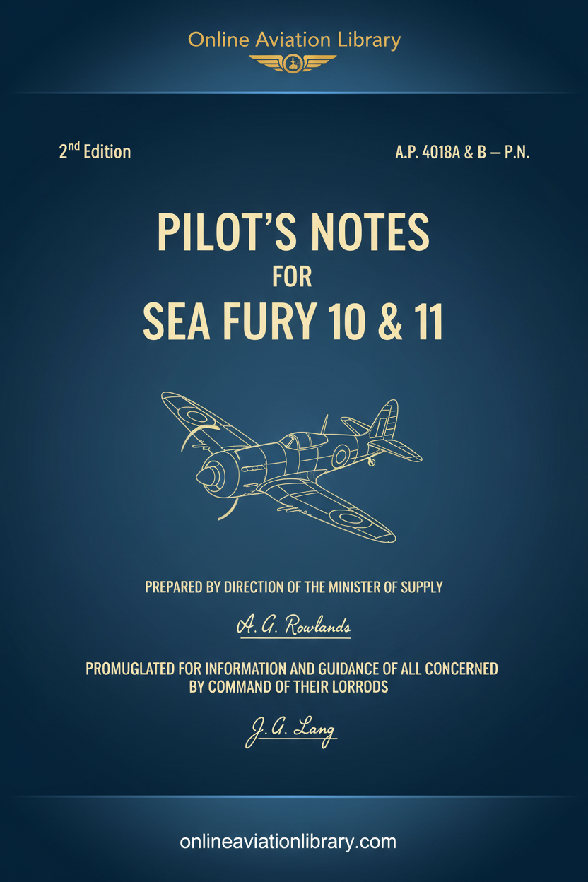 Pilot's Notes Sea Fury 10 & 11 Cover