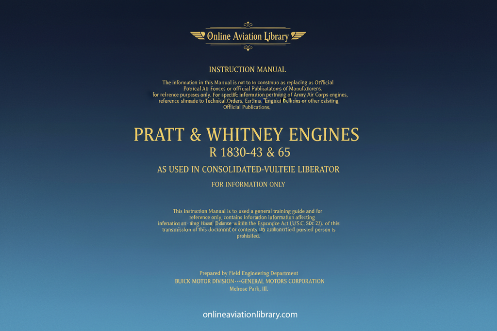 Pratt & Whitney R-1830-43 & 65 Engines Instruction Manual Cover Page