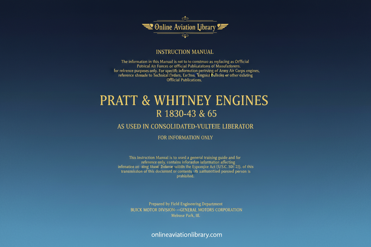 Pratt & Whitney R-1830-43 & 65 Engines Instruction Manual Cover Page