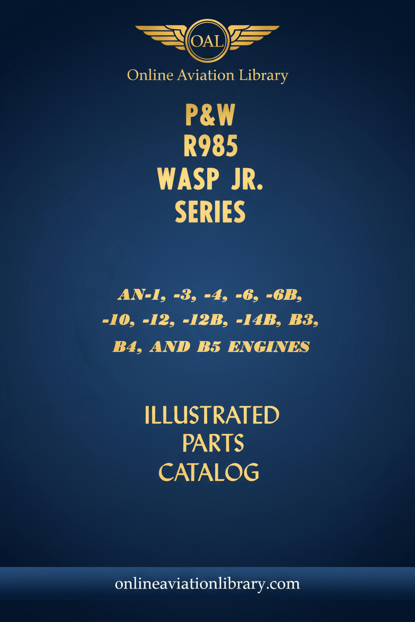 Pratt & Whitney R985 Wasp Jr. Illustrated Parts Catalog Standard Cover Page