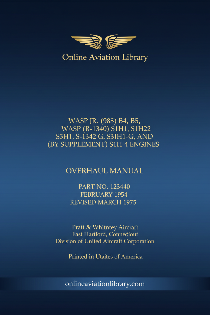 Pratt & Whitney Wasp Jr. and Wasp Overhaul Manual Standard Cover Page