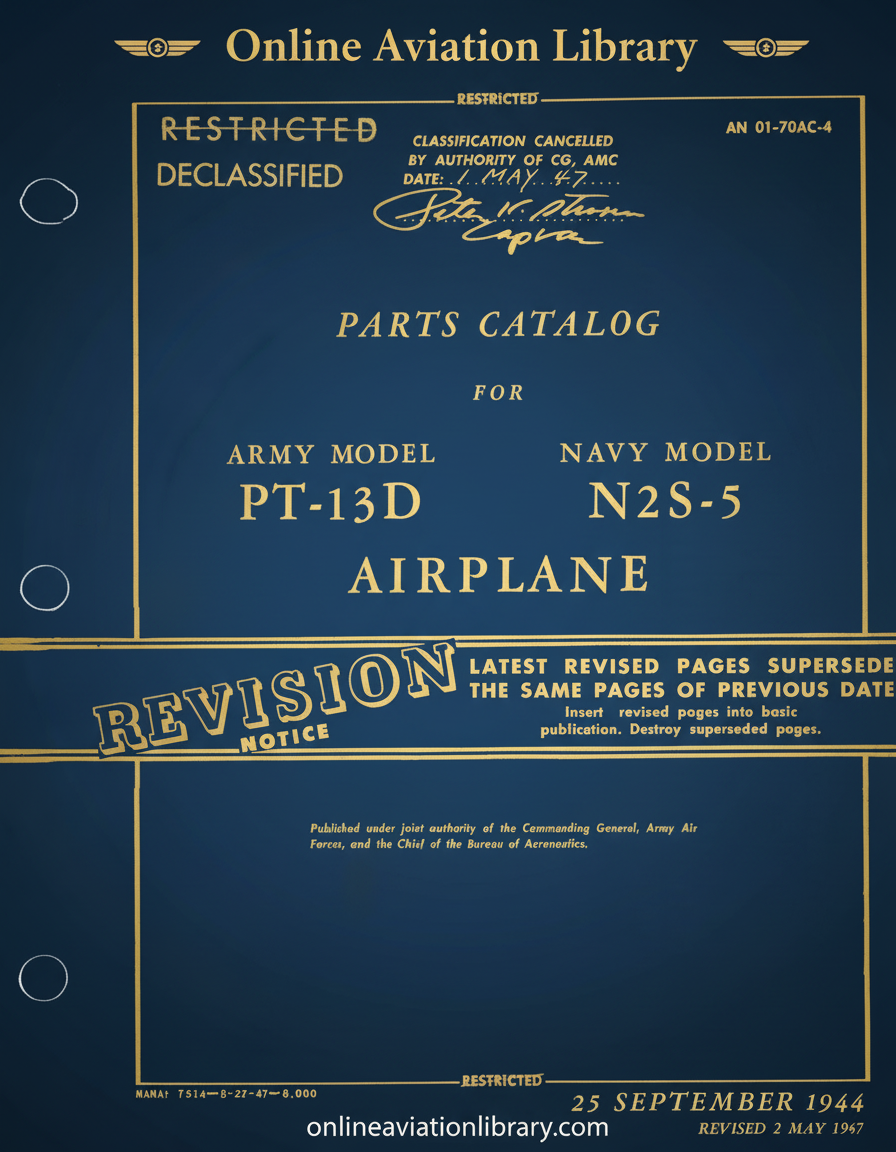 PT-13D N2S-5 Airplane Parts Catalog Cover