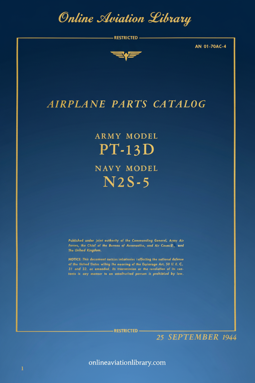 PT-13D N2S-5 Airplane Parts Catalog Cover