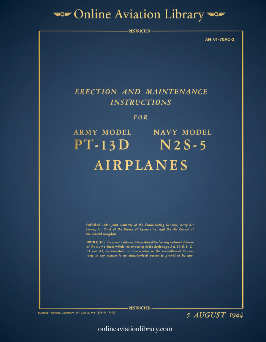 PT-13D N2S-5 Airplanes Erection and Maintenance Instructions Cover