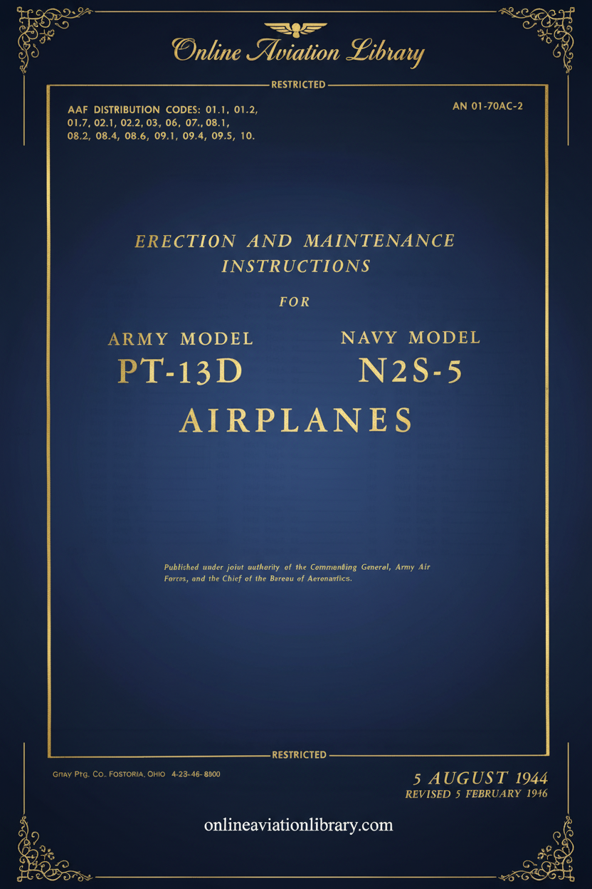 PT-13D N2S-5 Airplanes Erection and Maintenance Instructions Cover
