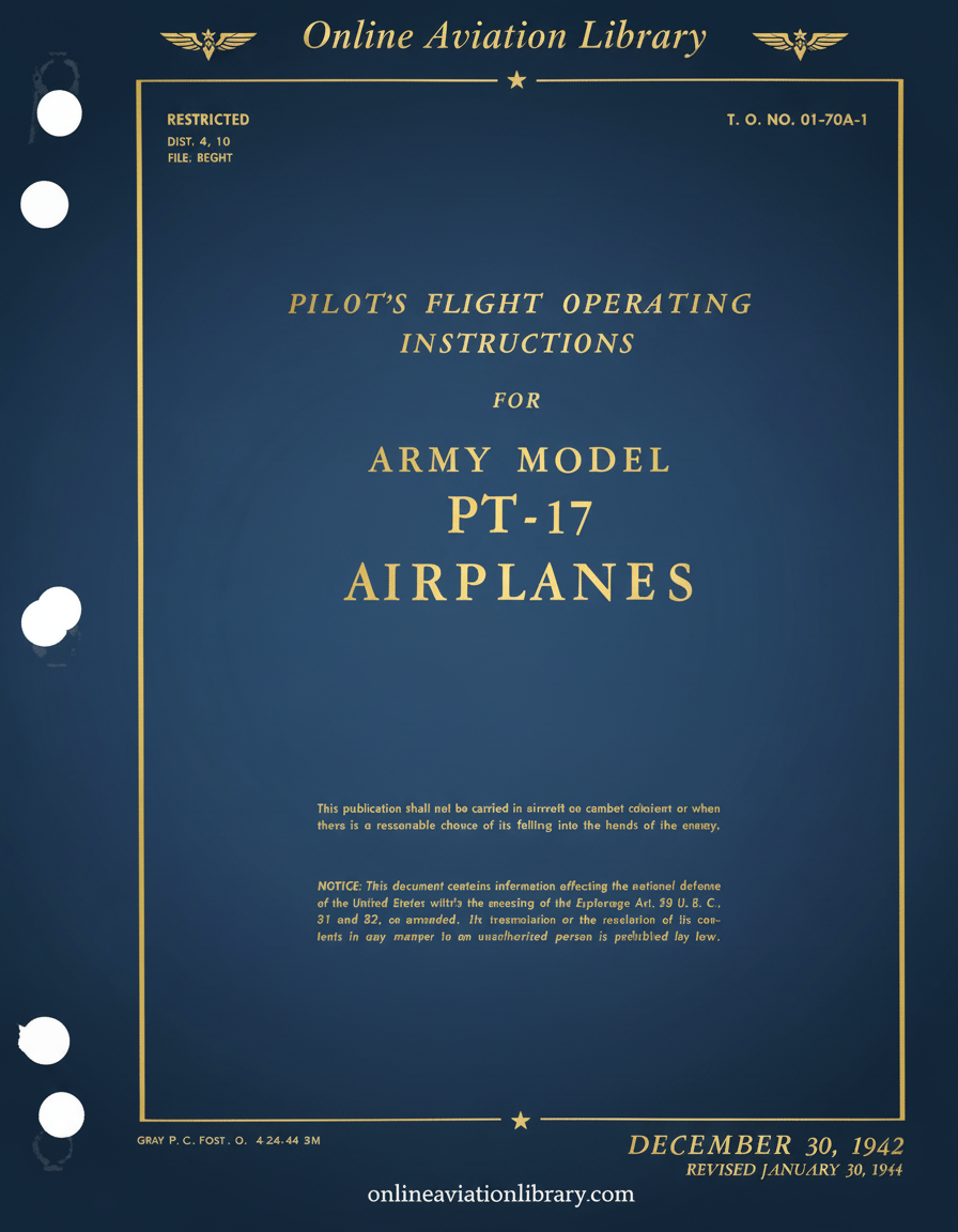 PT-17 Airplanes Flight Operating Instructions Cover
