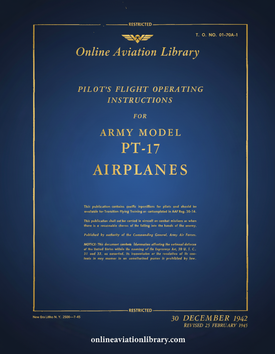 PT-17 Pilot's Flight Operating Instructions Cover Page