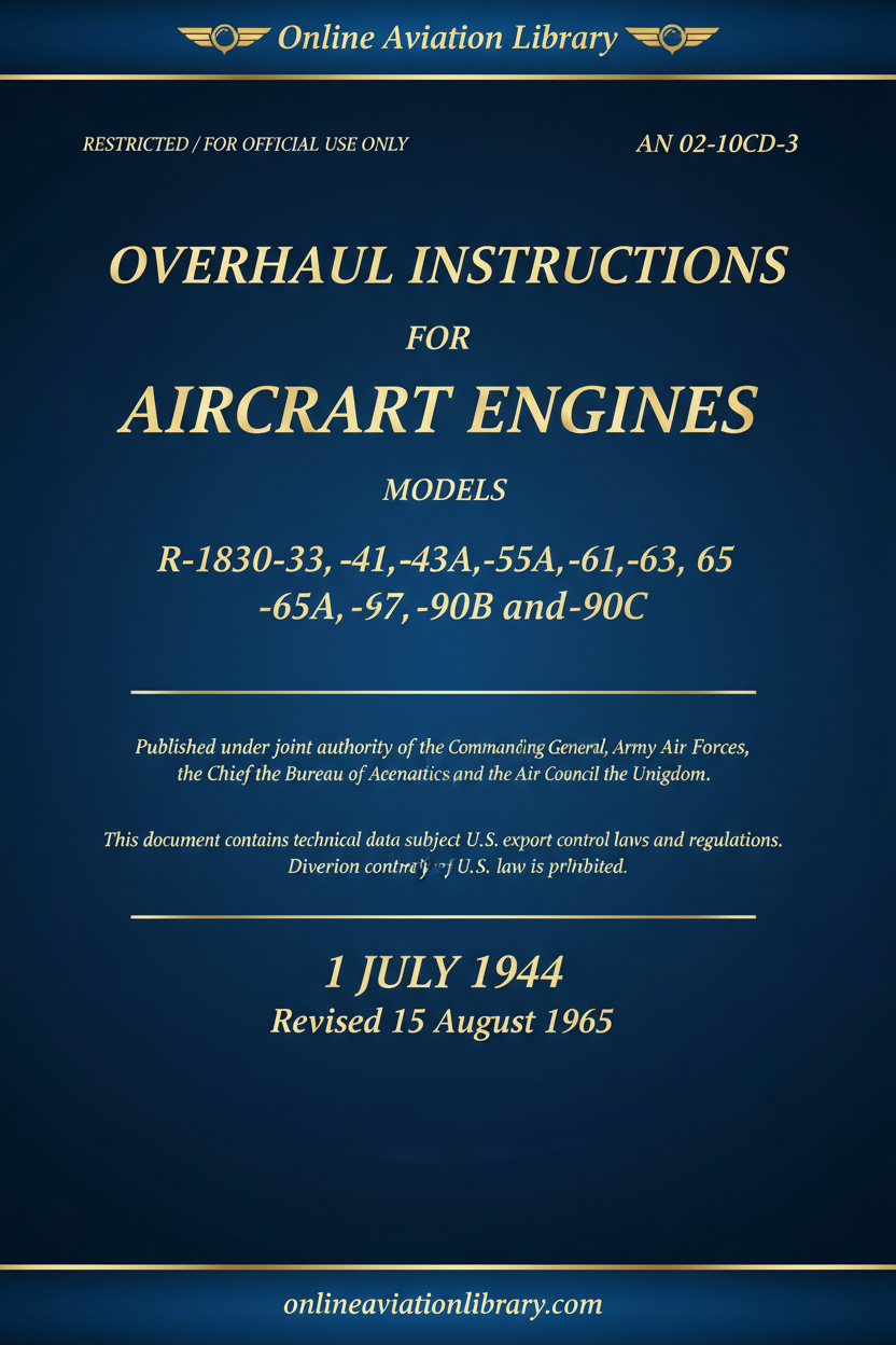 R-1830-33 thru -90C Overhaul Instructions AN 02-10CD-3 Cover 1944