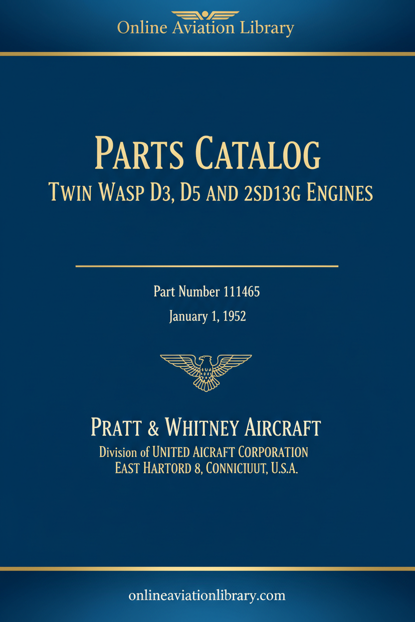 R-1830 Twin Wasp D3 D5 2SD13G Parts Catalog Cover