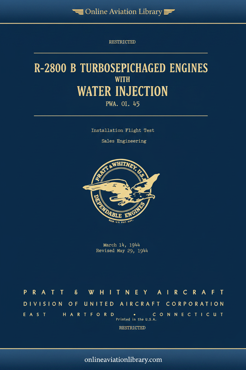 R-2800 B Turbosupercharged Engines Water Injection PWA OI 45