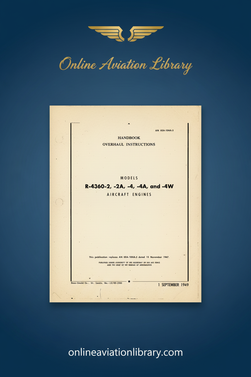 R-4360-2, -2A, -4, -4A, and -4W Handbook Overhaul Instructions Standard Cover Page