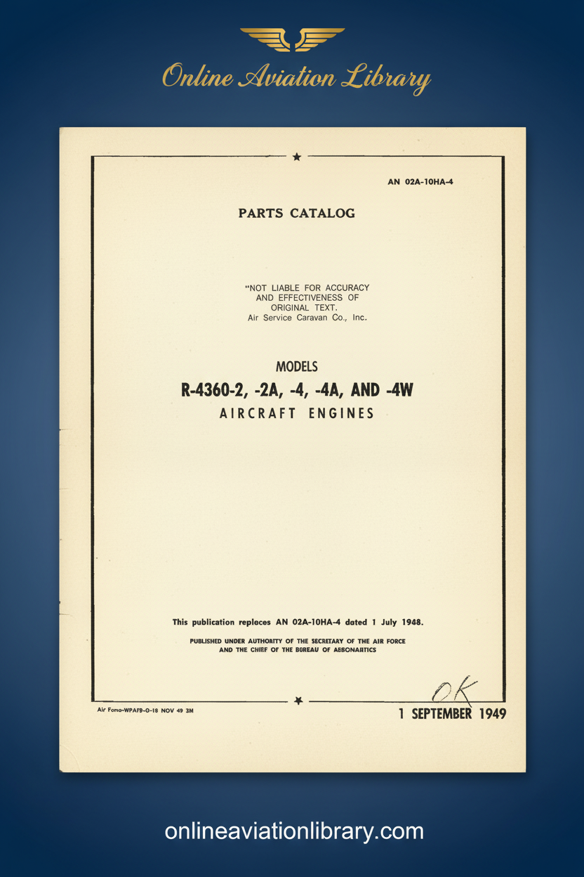 R-4360-2, -2A, -4, -4A, AND -4W Parts Catalog Standard Cover Page