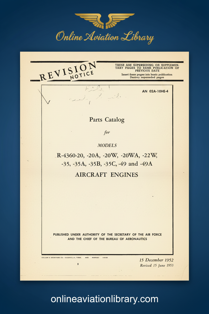 R-4360-20 Series Parts Catalog Standard Cover Page