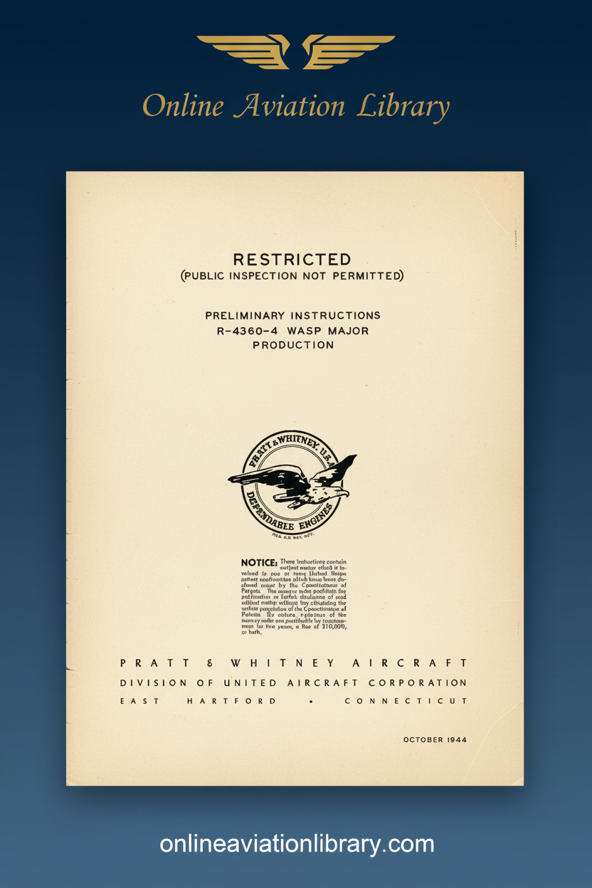 R-4360-4 Wasp Major Preliminary Instructions Standard Cover Page