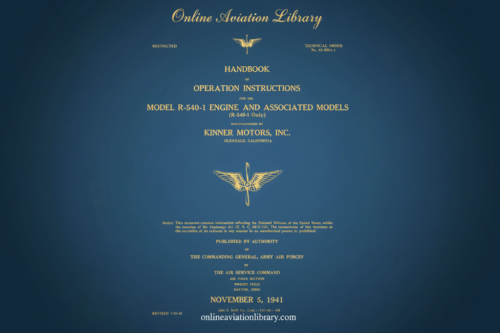 R-540-1 Handbook of Operation Instructions Manual Cover Page