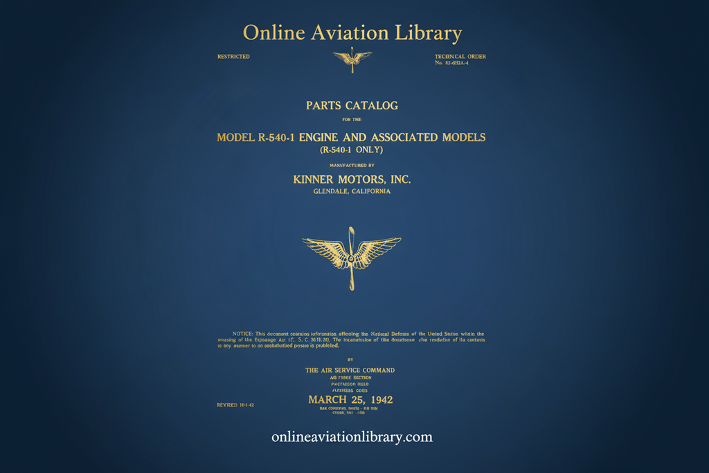 R-540-1 Parts Catalog Manual Cover Page