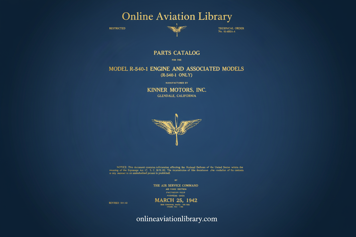 R-540-1 Parts Catalog Manual Cover Page