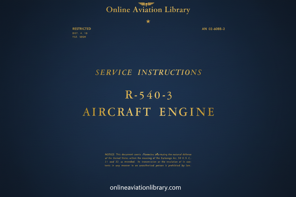 R-540-3 Aircraft Engine Manual Cover Page