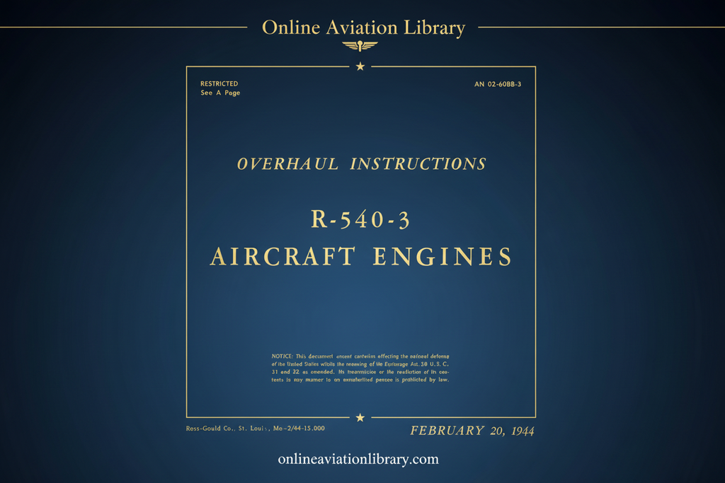 R-540-3 Overhaul Instructions Manual Cover Page