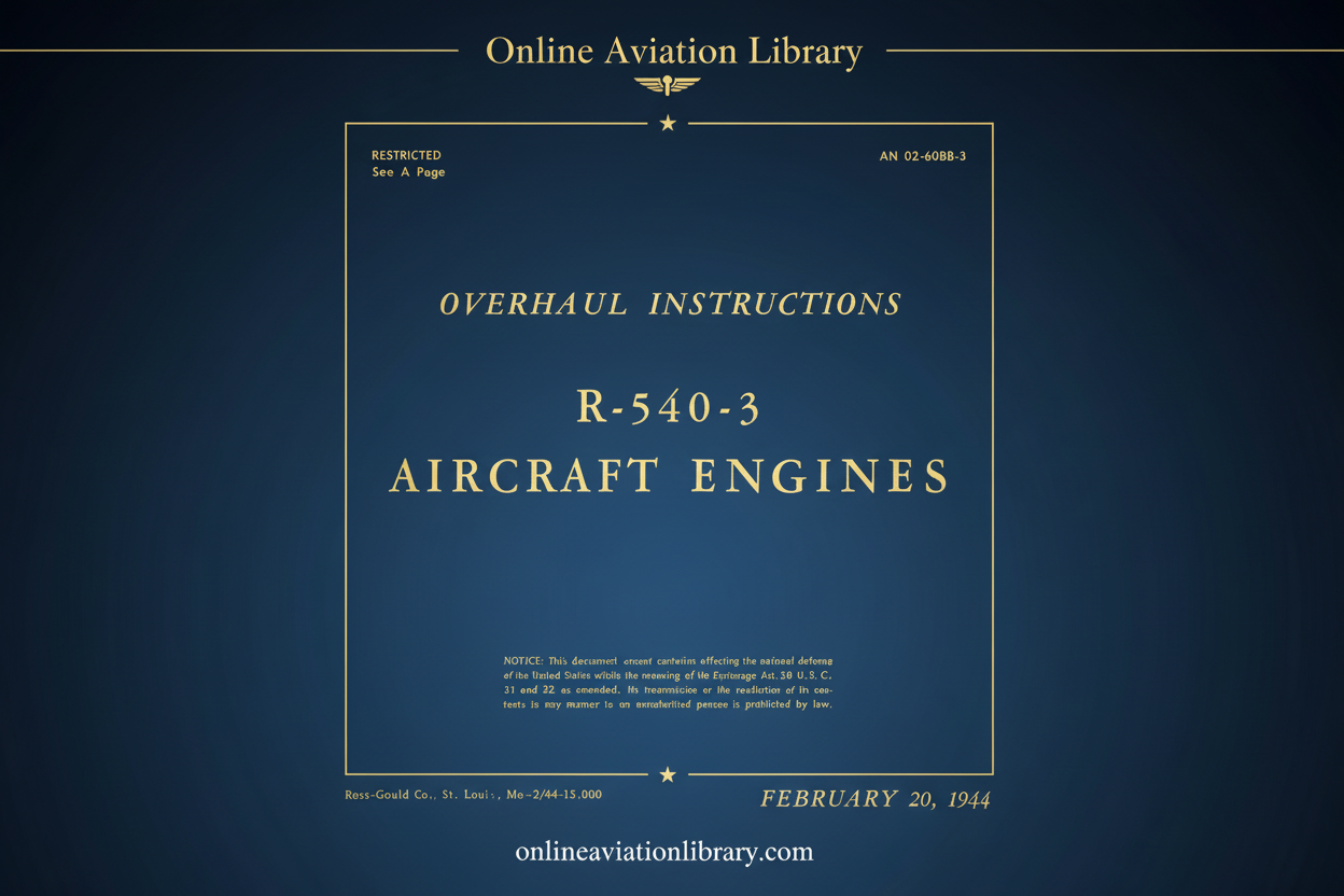 R-540-3 Overhaul Instructions Manual Cover Page