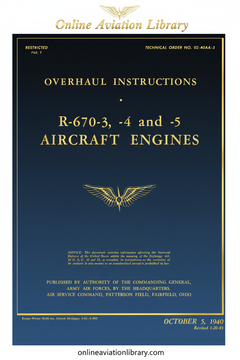 R-670-3, -4 and -5 Overhaul Instructions Cover Page