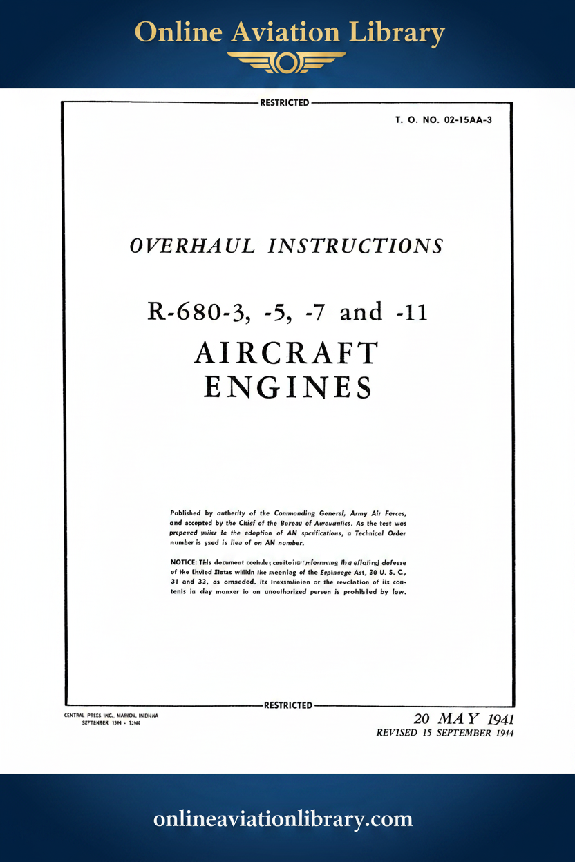 R-680-3 -5 -7 -11 Overhaul Instructions Cover