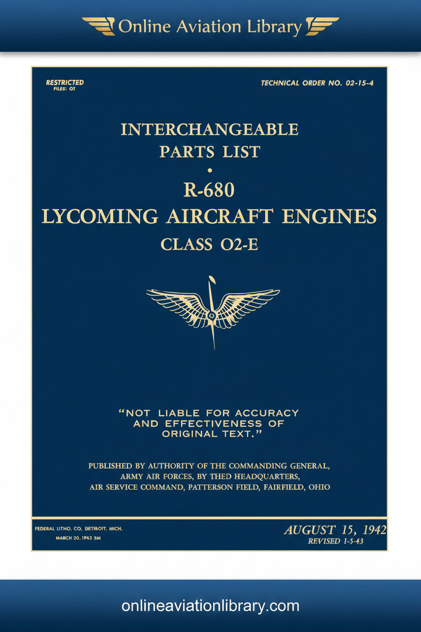 R-680 Interchangeable Parts List Cover