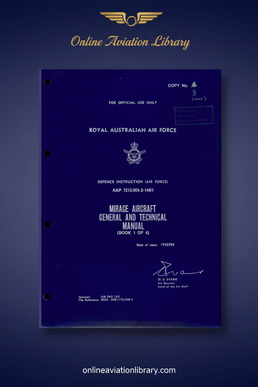 RAAF Mirage General and Technical Manual Book 1 Standard Cover Page 2