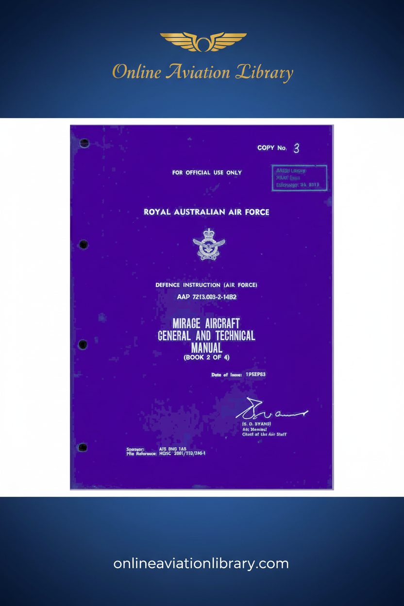 RAAF Mirage General and Technical Manual Book 2 Standard Cover Page 2