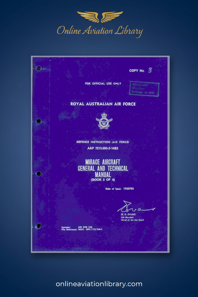 RAAF Mirage General and Technical Manual Book 3 Standard Cover Page 2