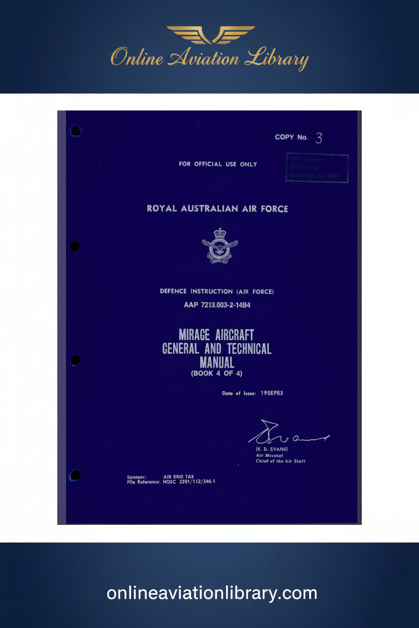RAAF Mirage General and Technical Manual Book 4 Standard Cover Page 2
