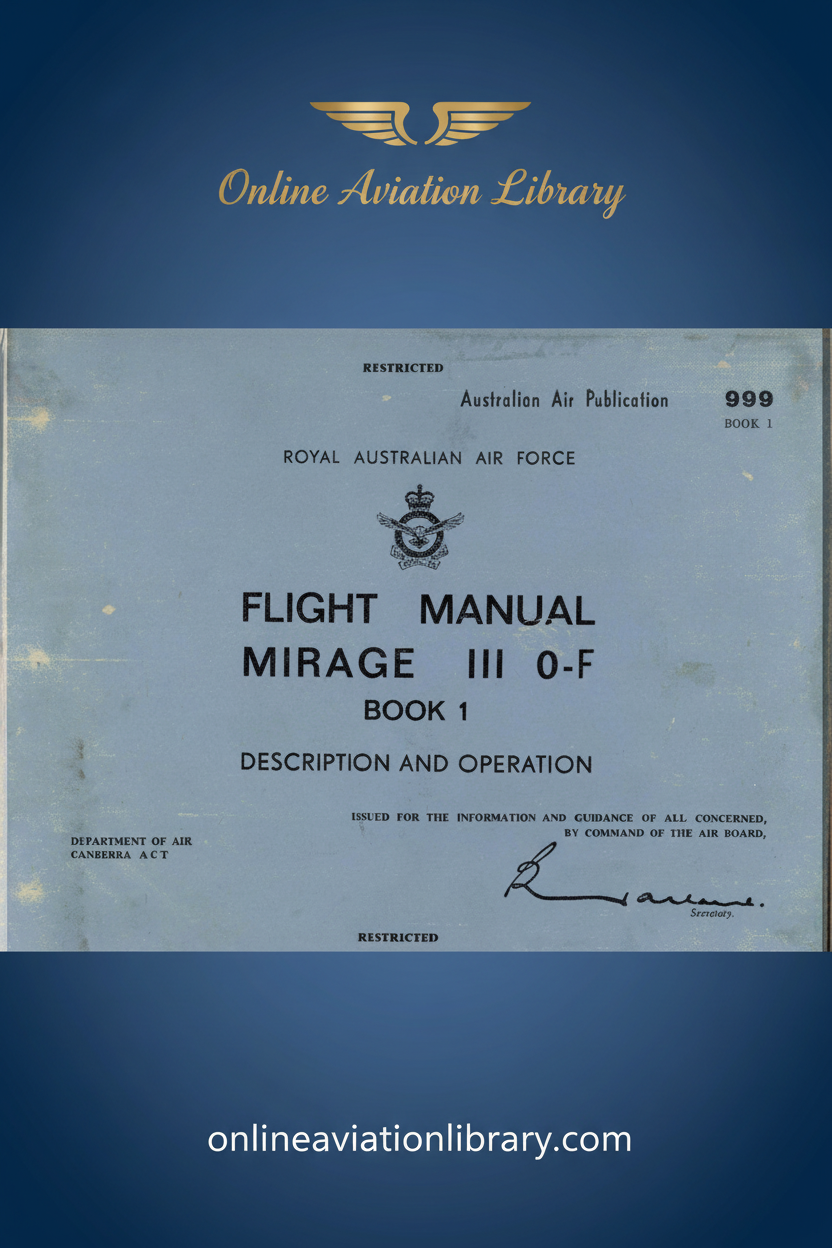 RAAF Mirage III O-F Flight Manual Book 1 Standard Cover Page 2