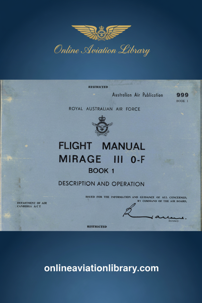 RAAF Mirage III O-F Flight Manual Book 1 Text Standard Cover Page 2